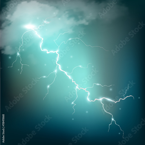 Realistic thunderstorm background. Vector illustration. © mariaaverburg