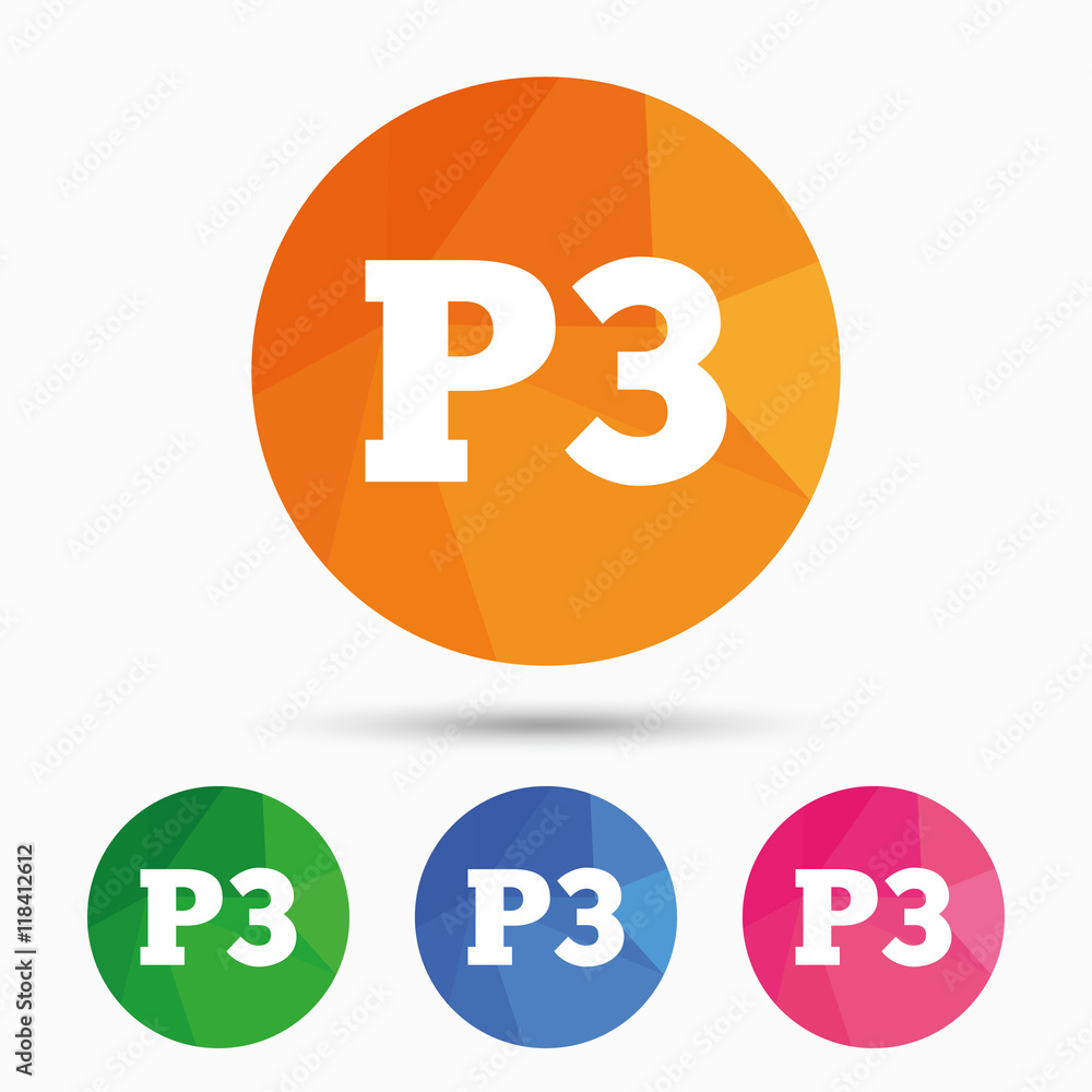 Parking third floor icon. Car parking P3 symbol Parking third floor icon. Car parking P3 symbol