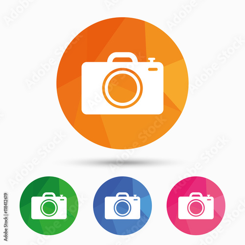 Photo camera sign icon. Photo symbol.