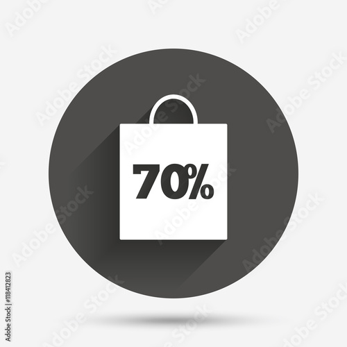 70 percent sale bag tag sign icon.