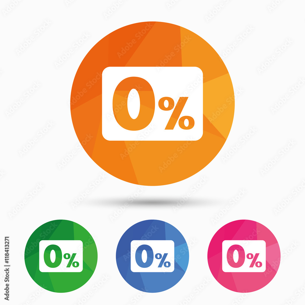 Zero percent sign icon. Zero credit symbol. Zero percent sign icon. Zero credit symbol.
