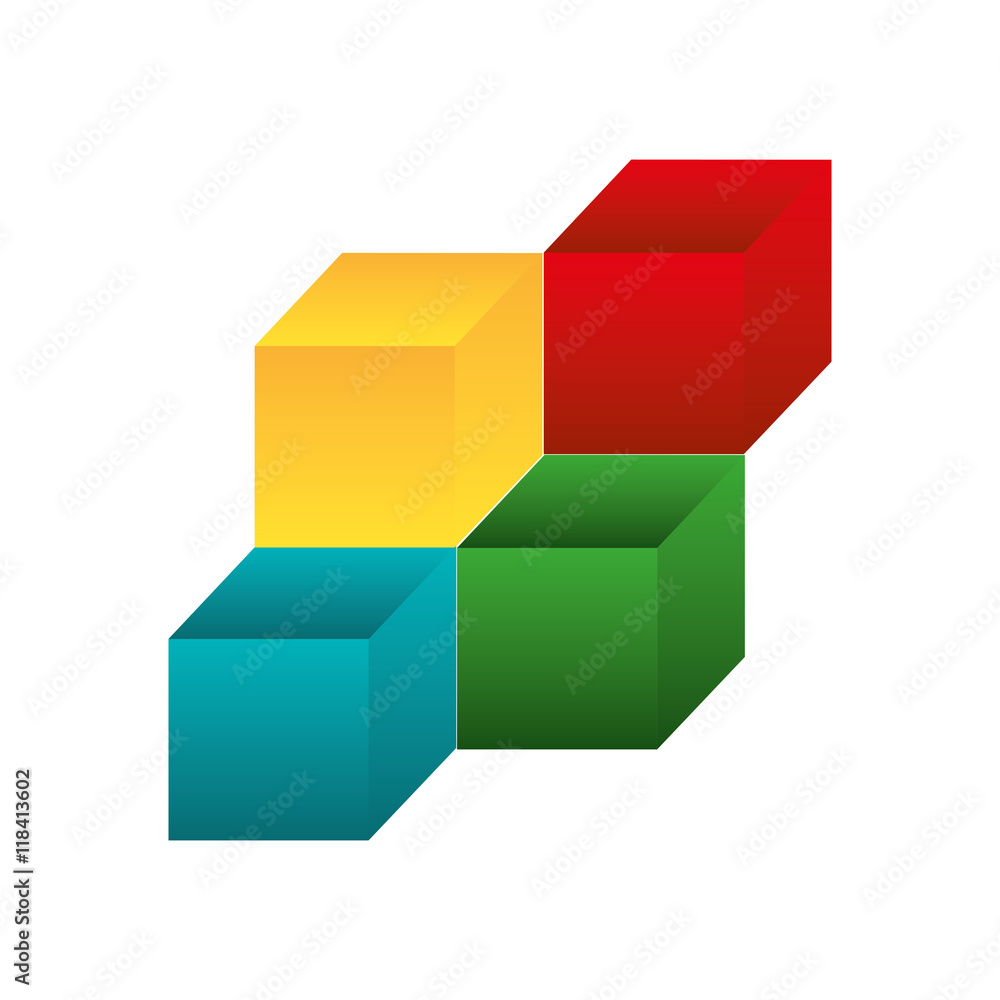 Obraz premium flat design 3d cubes icon vector illustration