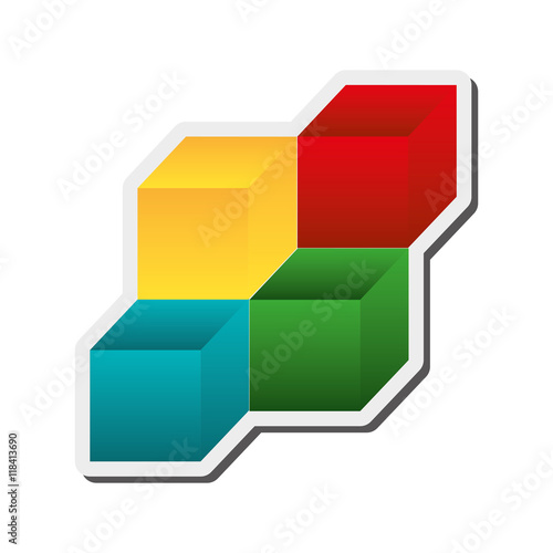flat design 3d cubes icon vector illustration