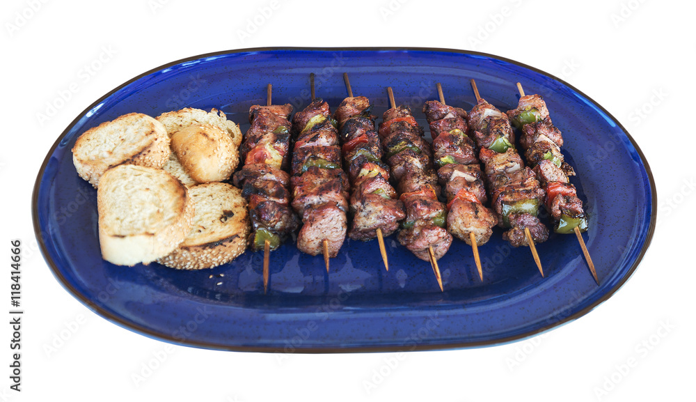 greek kebabs on a platter greek kebabs on a platter