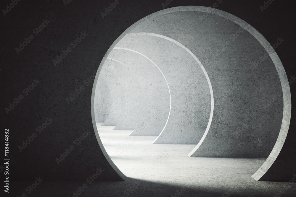Fototapeta Betonowy tunel 3D