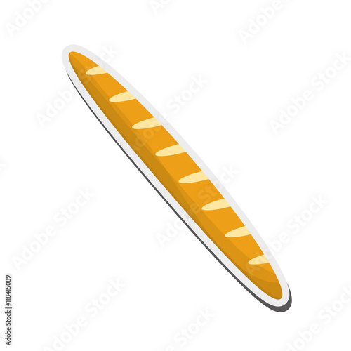 flat design single baguette icon vector illustration