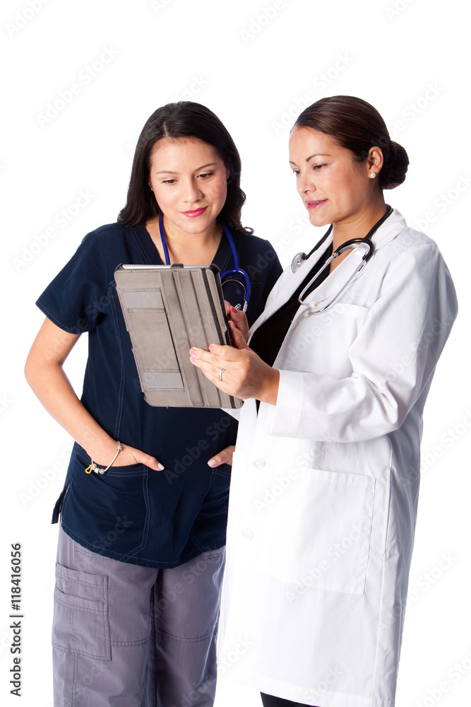 Doctor and Nurse discussing Patient medical chart Doctor and Nurse discussing Patient medical chart