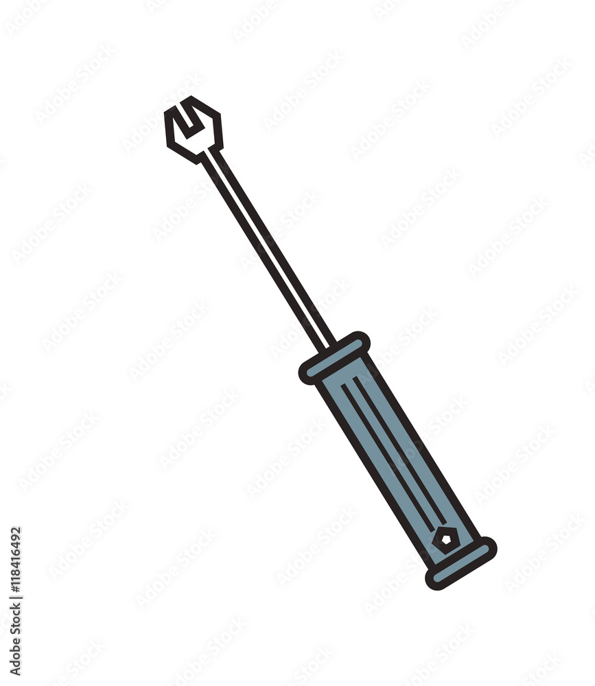flat design small wrench icon vector illustration