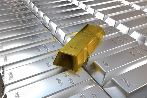 silver bars and one goldbar photo