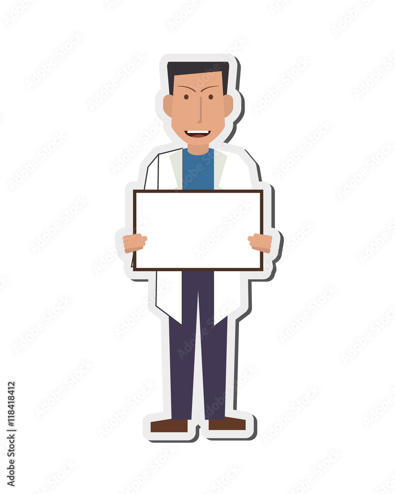 flat design doctor or medic with smallboard icon vector illustration