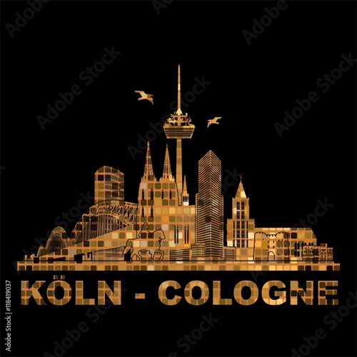 Köln Panorama Skyline Wandtatoo Sehenswürdigkeiten Kölner Dom Hohenzollernbrücke Rathaus Triangle Stadtansicht Städtetour Tourismus