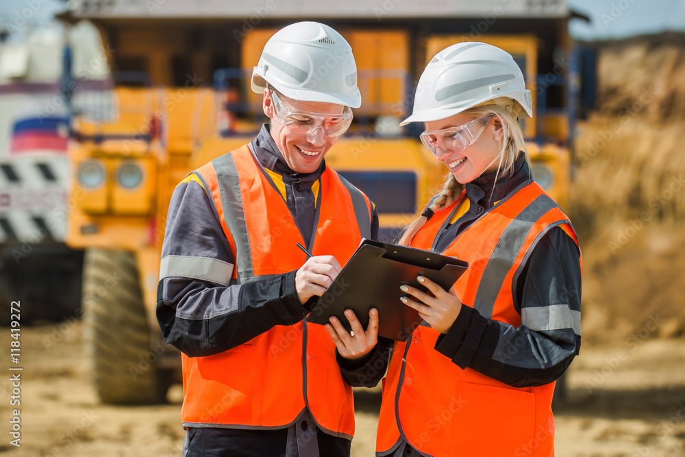 Obraz premium Two people working