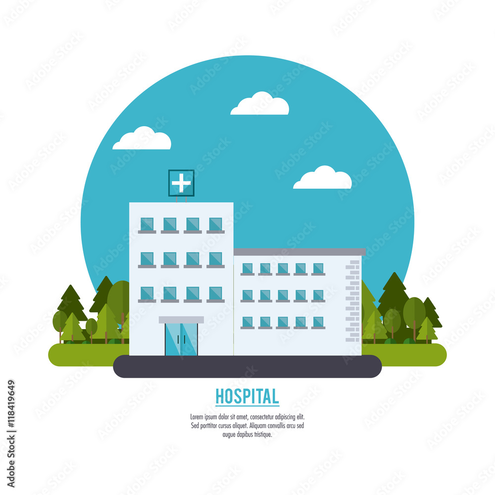 hospital building cloud clinic medical health care icon. Colorful and circle design . Vector illustration