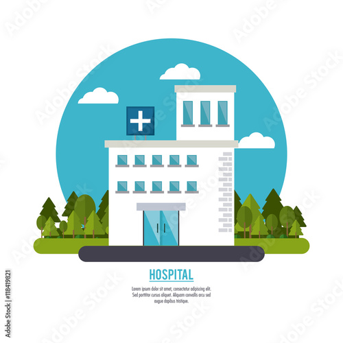 hospital building cloud clinic medical health care icon. Colorful and circle design . Vector illustration