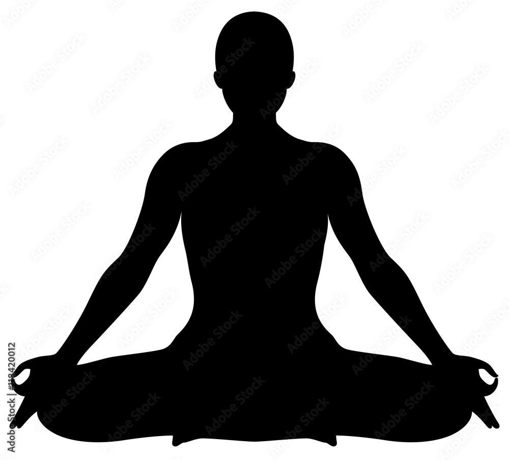 VECTOR: Yoga Lotus position silhouette.