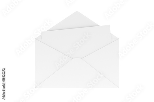 Blank Letter in Envelop Isolated on White, 3D Rendering
