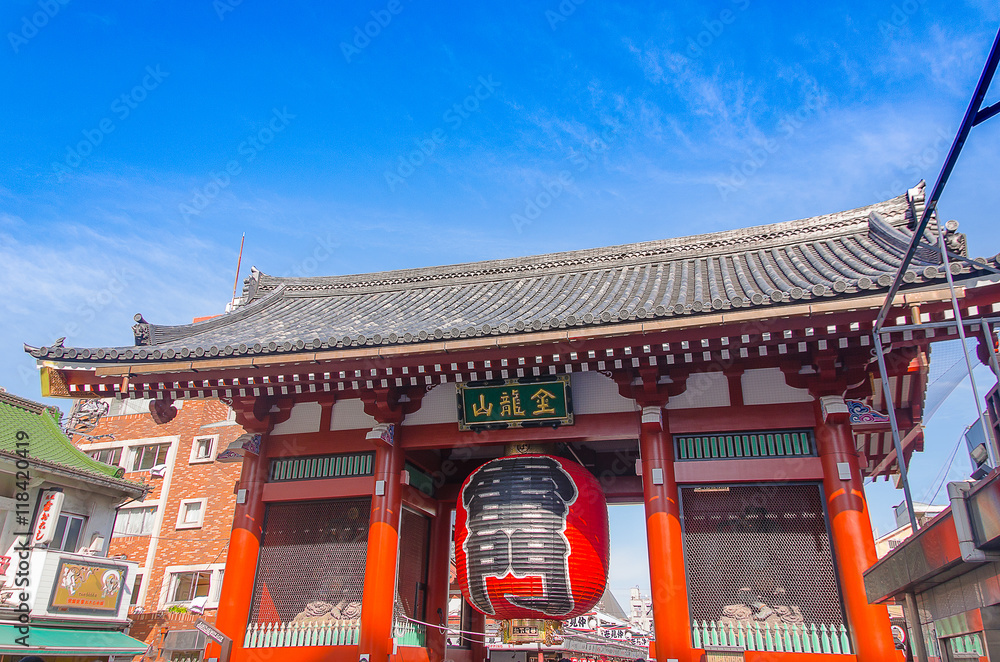 Tokyo, Japan - February 7, 2014: Front Of Sensoji Temple/Shrine Gate in Asakusa Area Tokyo, Japan - February 7, 2014: Front Of Sensoji Temple/Shrine Gate in Asakusa Area