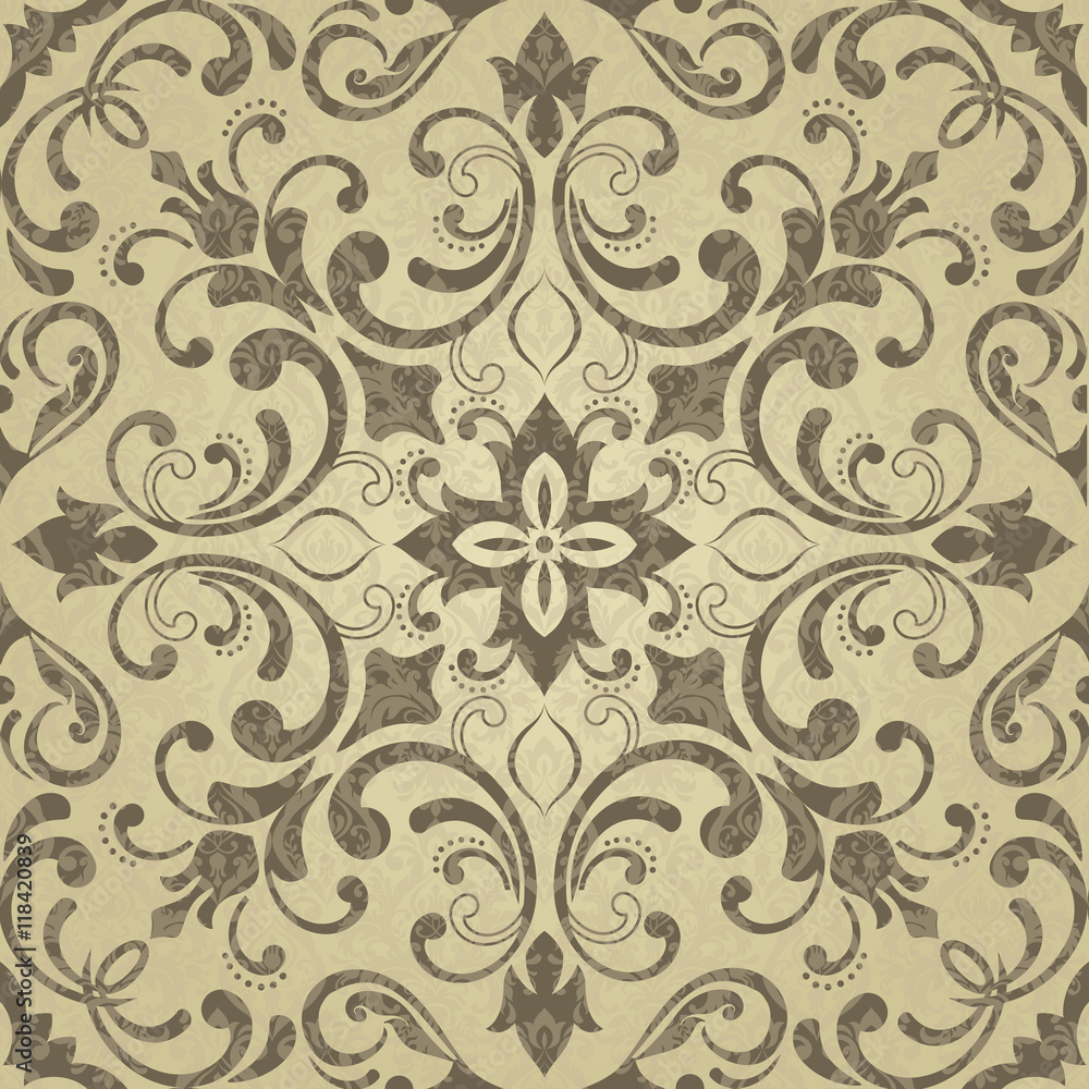 Seamless damask pattern. Endless pattern can be used for ceramic tile, wallpaper, linoleum, web page background.