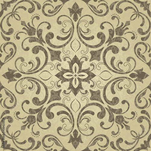 Seamless damask pattern. Endless pattern can be used for ceramic tile, wallpaper, linoleum, web page background.