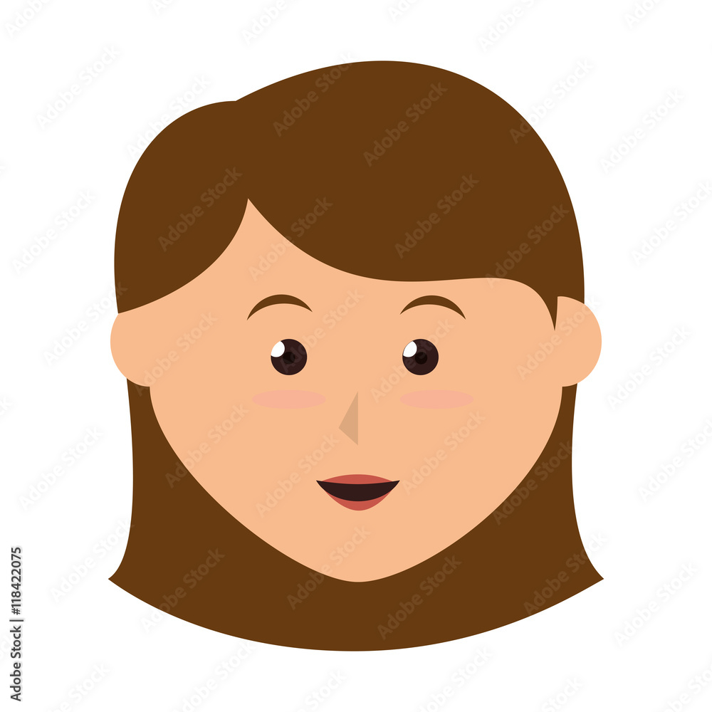 girl cute cartoon female kid child smile vector illustration isolated