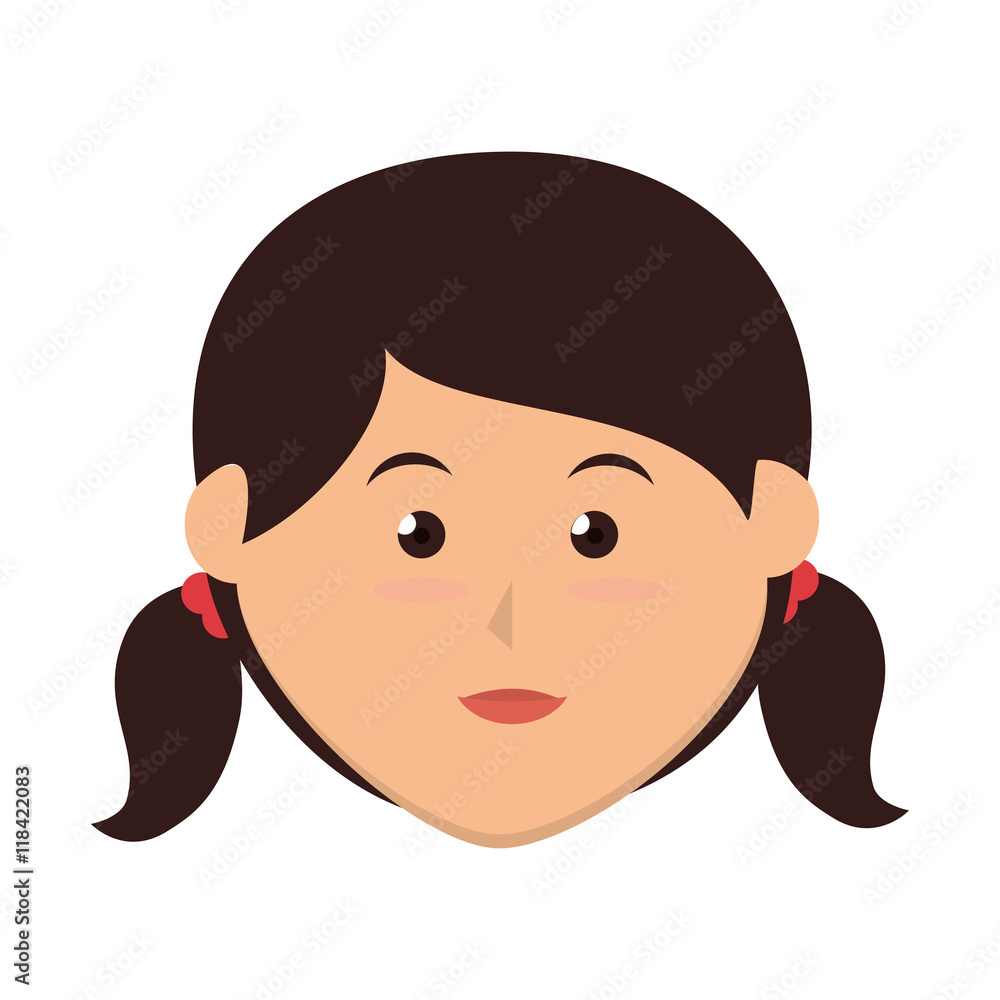 girl cute cartoon female kid child smile vector illustration isolated