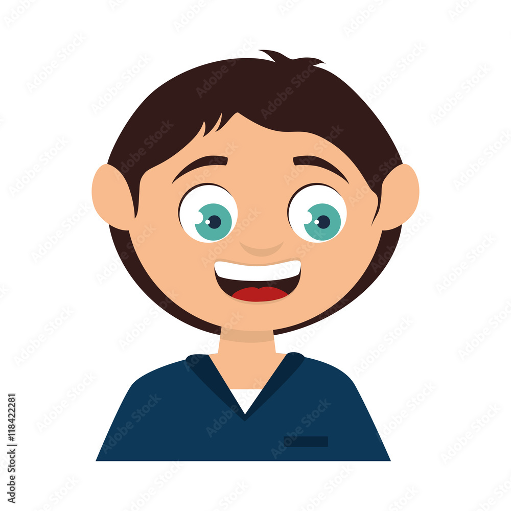 boy face smiling smile male kid child cartoon vector illustration isolated 