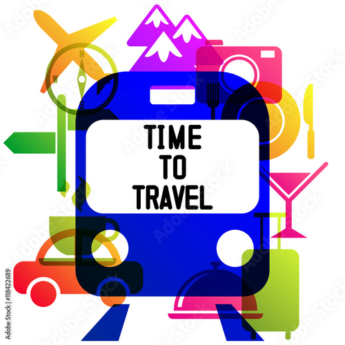 Time to travel  travel-ling on holiday journey. Vector illustration flat design.