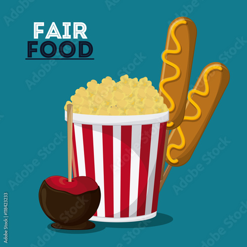 pop corn dog  apple fair food snack carnival festival icon. Colorful design. Vector illustration