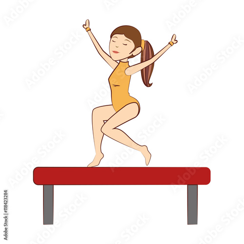 gymnast girl women female sport rhythmic exercise vector illustration isolated