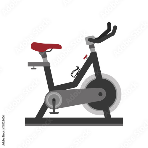bike gym equipment training fitness static exercise vector illustration isolated