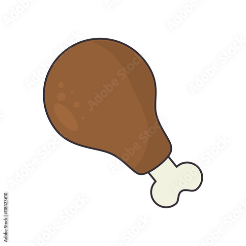 food leg chicken delicious lunch tasty aliment vector illustration isolated
