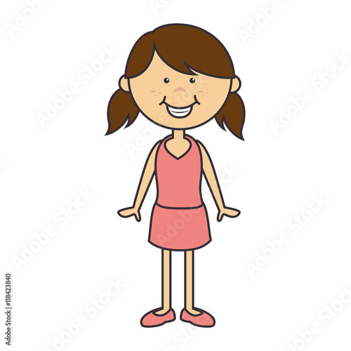 girl cute cartoon female kid dress child smile body vector illustration isolated