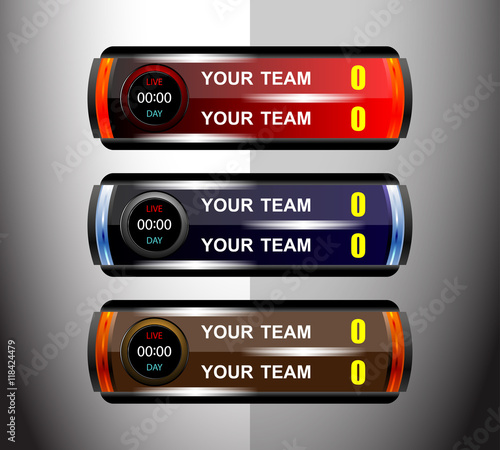 scoreboard sport design elements for football soccer, vector illustration