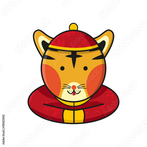 Fototapeta Naklejka Na Ścianę i Meble -  Tiger Chinese Happy New Year Vector Illustration