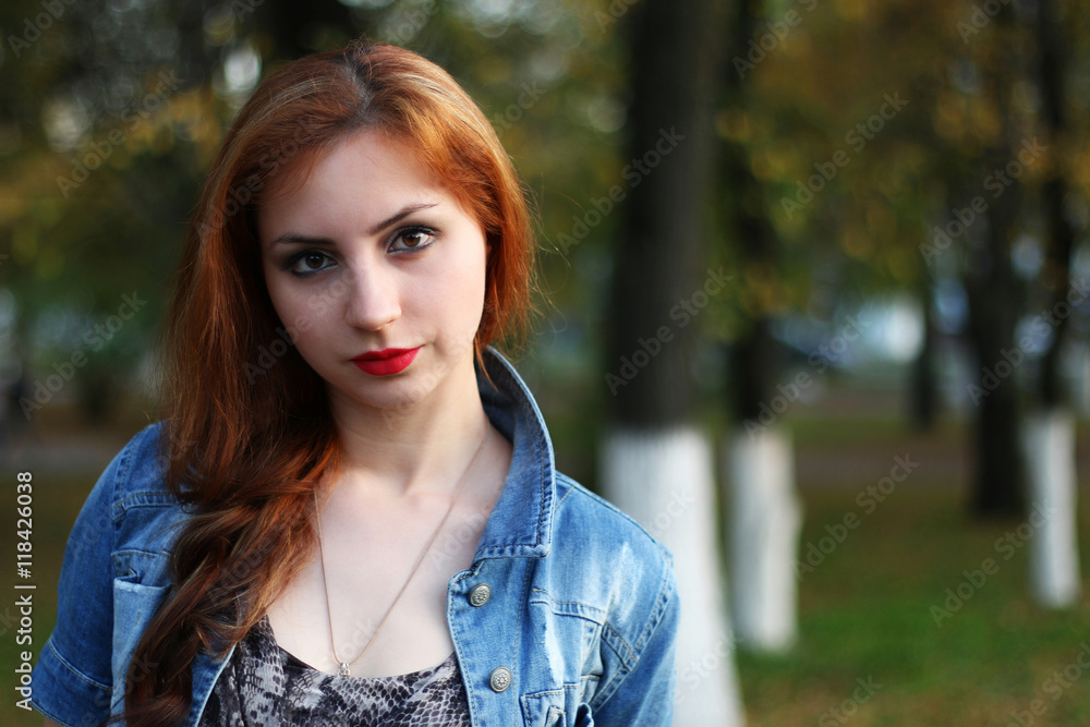 red-haired girl Halloween pumpkin red-haired girl Halloween pumpkin
