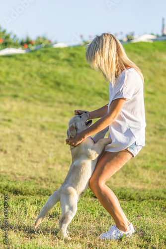 dog walking with a girl