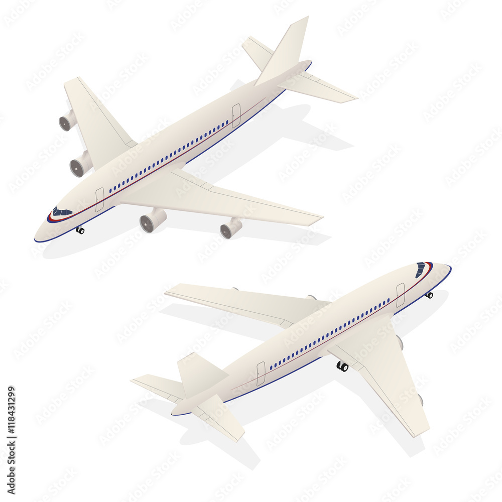 Passenger Airplane Isometric Transportation. Vector