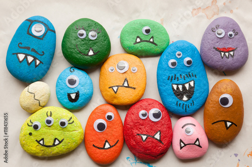 Painted stone monsters craft