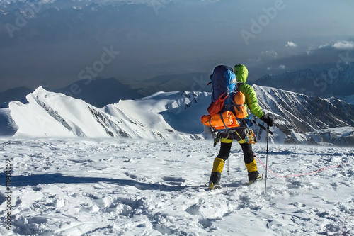 The climber goes highly in mountains