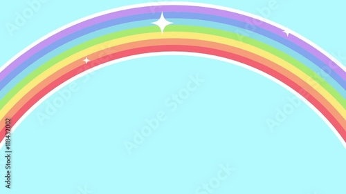 シンプルな虹がかかるアニメーションとキラキラ　2DCG