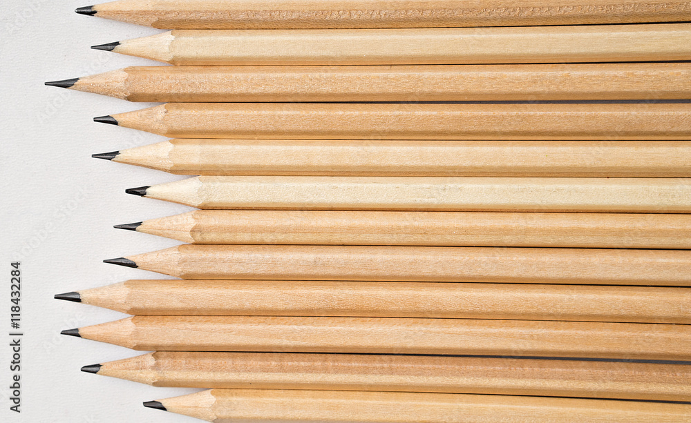 Obraz premium many pencils on white table