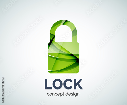 Lock logo business branding icon, created with color overlapping elements photo