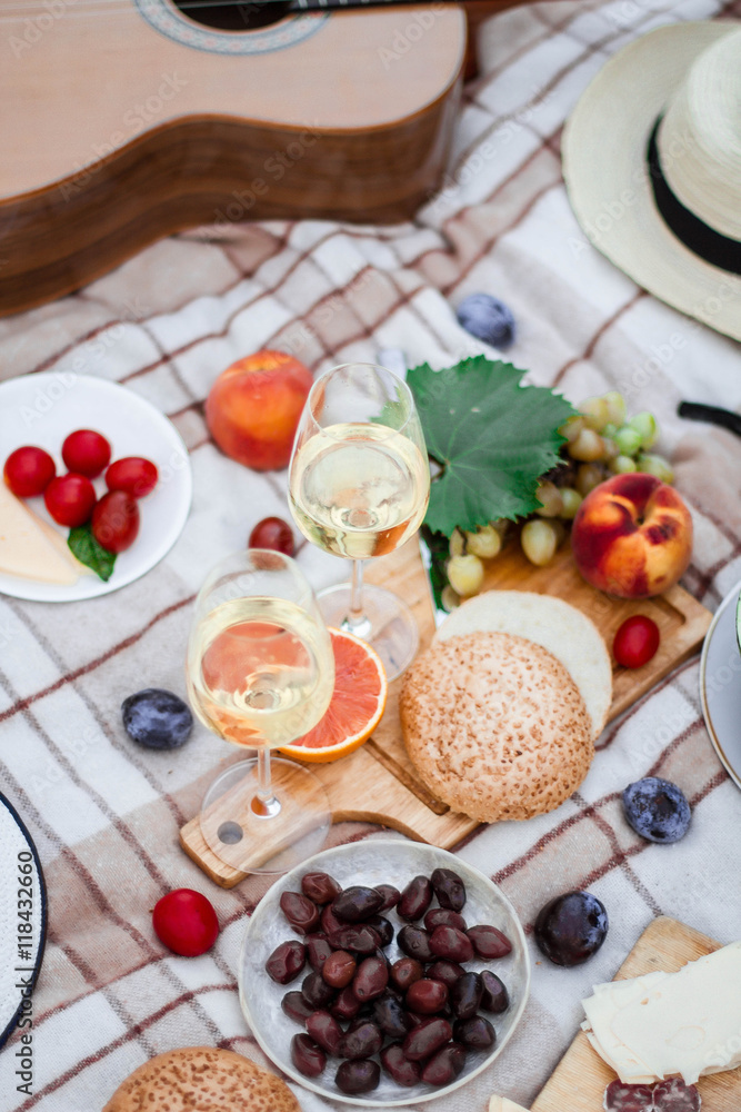 close up of food and wine