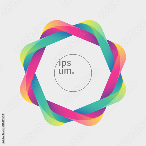 Colorful frame made by two twisted rectangles. Optical illusion with a 3d effect. Template for a logo, symbol, icon, emblem. Useful design element.