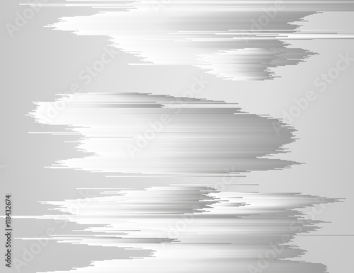 Glitched linear monochrome gradient structure. Digital metallic storm clouds. Modern abstract background. Element of design for a poster, cover, invitation, business card, postcard or web.