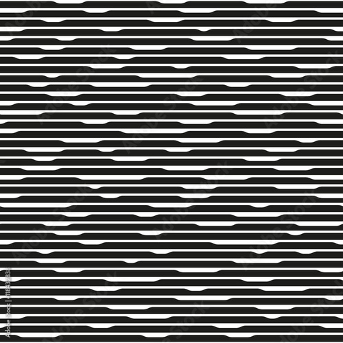 Monochrome abstract striped texture. Black and white horizontal lines. Endless repetitive element. Seamless pattern for a background.