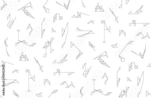 Abstract geometric shapes. Wireframe origami toys. Seamless pattern for background.