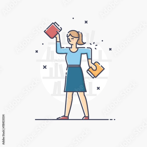 Outline business illustration of people profession librarian