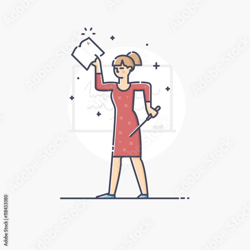 Outline business illustration of people profession teacher