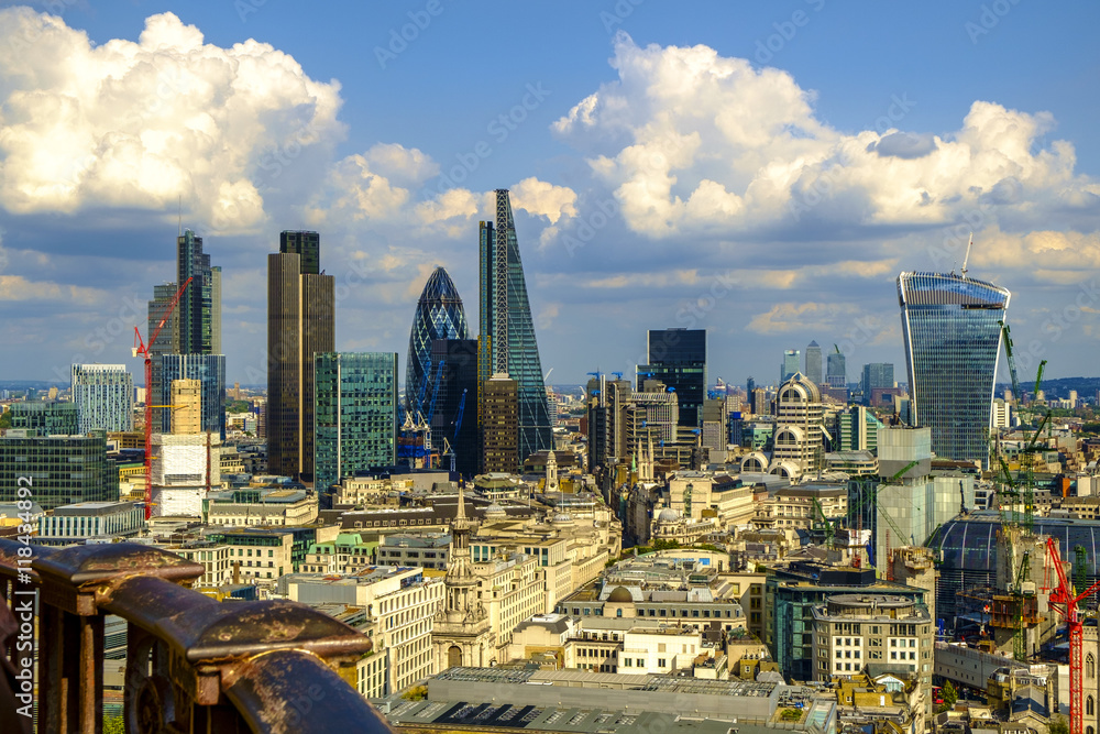 Aerial panoramic of London from St. Pauls Cathedral